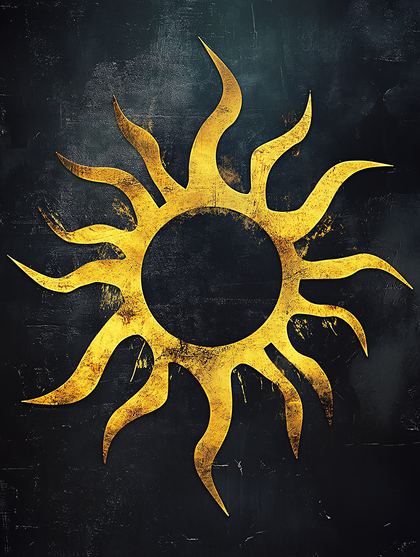 Golden Sun Symbol On Dark Background