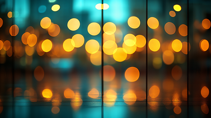 Golden Teal City Lights Bokeh