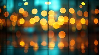 Golden Teal City Lights Bokeh