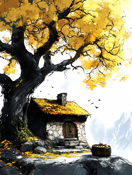 Golden Tree and Stone Cottage