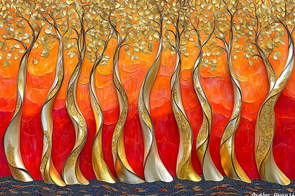 Golden Trees In Orange And Red