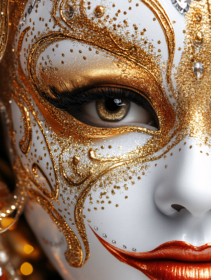 Golden Venetian Carnival Mask