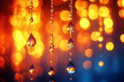 Golden Water Droplets Bokeh