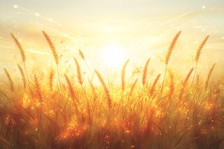 Golden Wheat Field Under Bright Sun