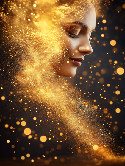 Golden Woman with Sparkling Dust