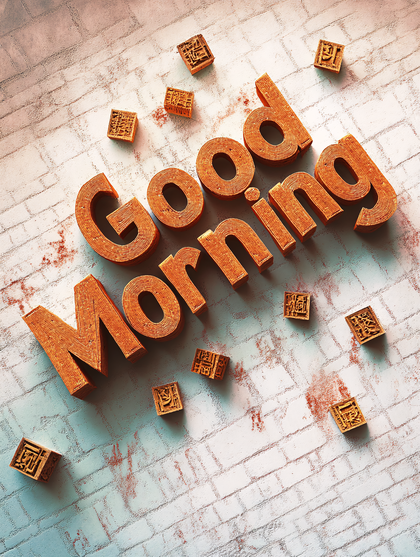 Good Morning Wooden Typography