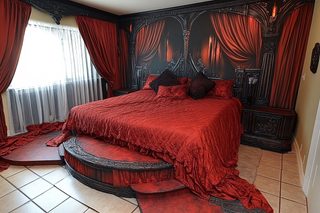 Gothic Bedroom With Red Bedding