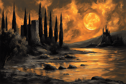 Gothic Moonlight Castle Landscape