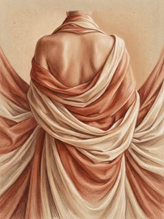 draped fabric back view