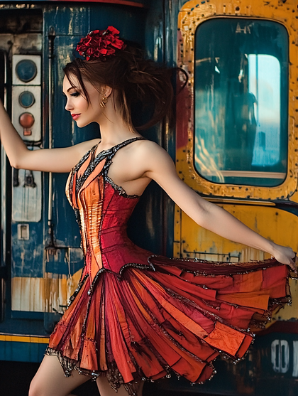 Graceful Ballerina In Red Dress
