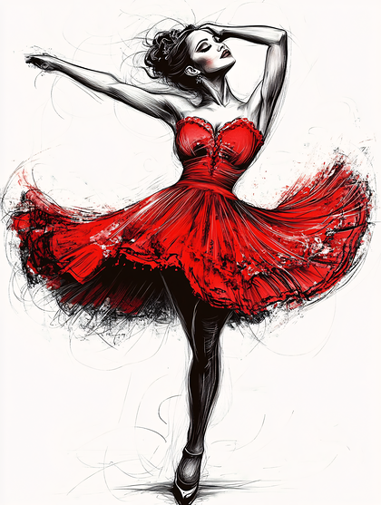 Graceful Ballerina In Red