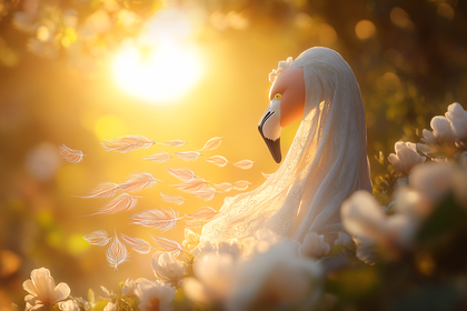 Graceful Flamingo Veil