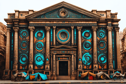 Grand Ancient Building With Colorful Patterns