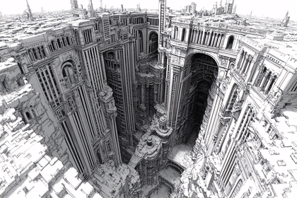Grand Dystopian Cityscape Sketch