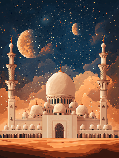 Grand Mosque Under Starry Night