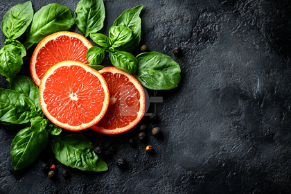 Grapefruit Slices With Basil And Peppercorns