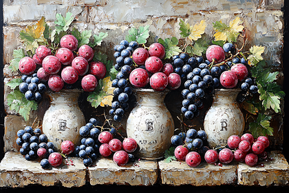 Grapes in Antique Vases