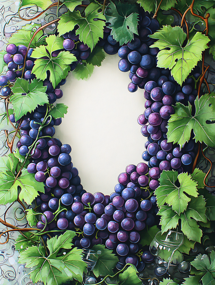 Grapes in Wreath Frame