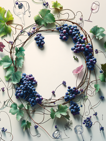 Grapevine Wreath with Wine Glass