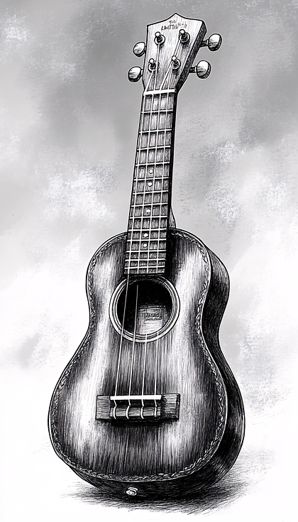 Grayscale Ukulele Illustration