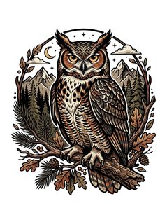 horned owl illustration