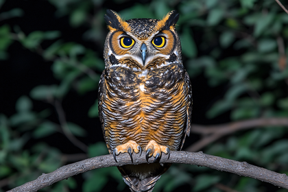 Great Horned Owl Perched On Branch