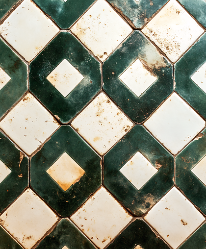Green and White Tile Pattern