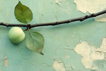 Green Apple On Branch