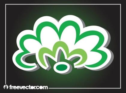 Green Flower Sticker Free Vector