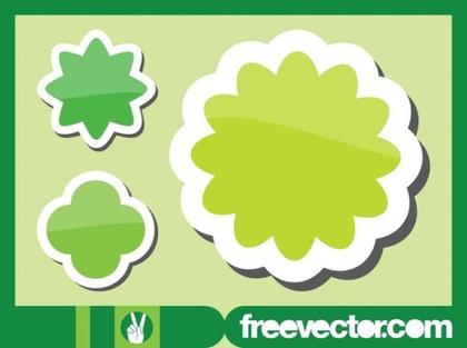 Green Flowers Stickers Free Vector
