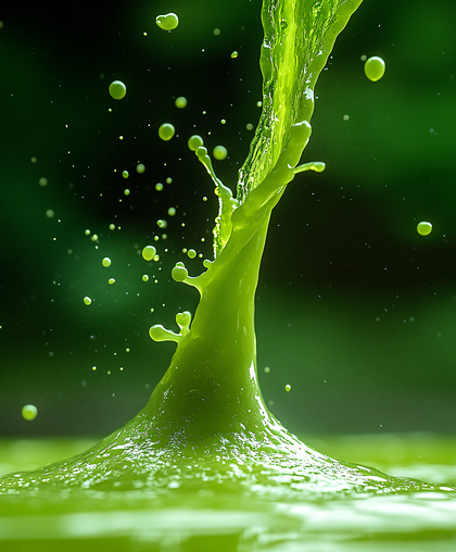 Green Liquid Splash Dynamics