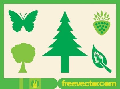 Green Nature Icons Free Vector