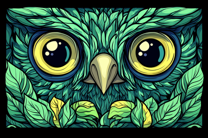 Green Owl Face