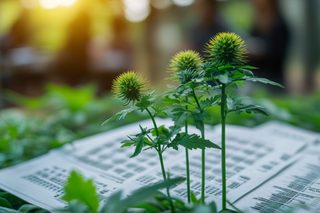 Green Spiky Plants Emerging From Pages