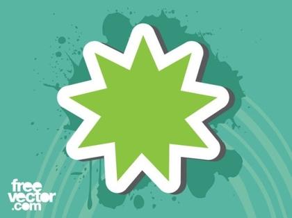 Green Star Sticker Free Vector