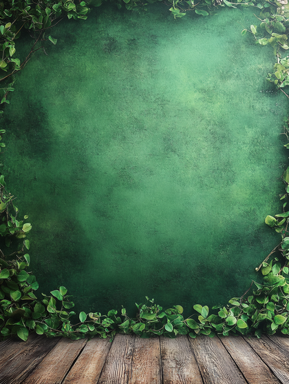 Green Wall and Wooden Floor