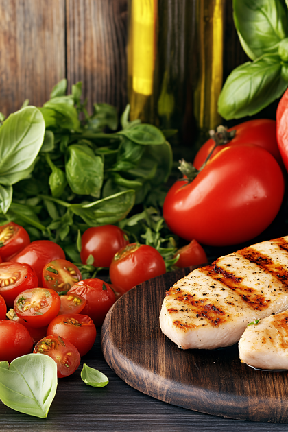 Grilled Chicken with Tomatoes and Basil