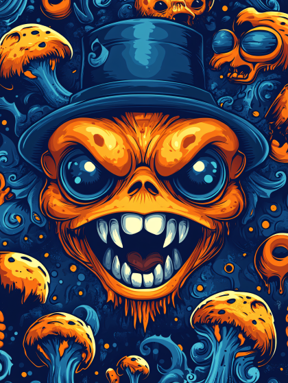 Grinning Monster Head with Top Hat