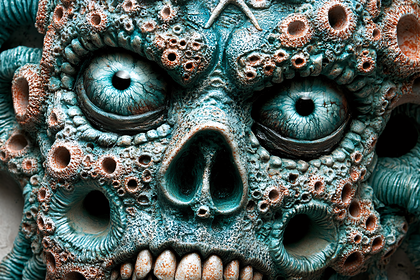 Grotesque Blue Creature Face