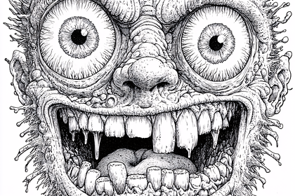 Grotesque Face Illustration