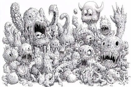 Grotesque Monster Pile Illustration