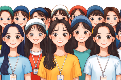 Group Of Cheerful Cartoon Girls