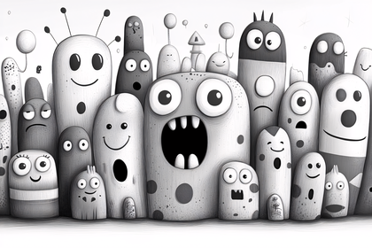 Group Of Funny Cartoon Monsters
