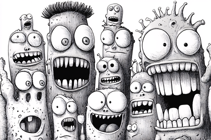 Group Of Scared Monsters