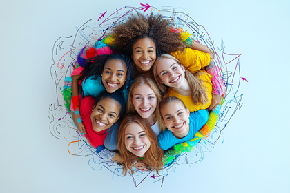 Group Of Smiling Girls Circle