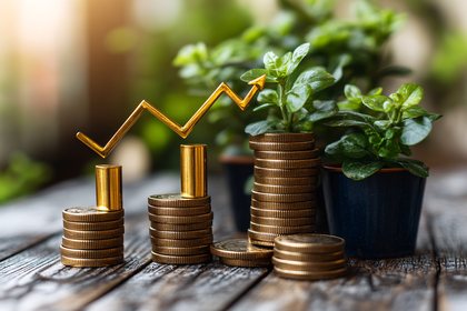 Growth Chart With Coins And Plants