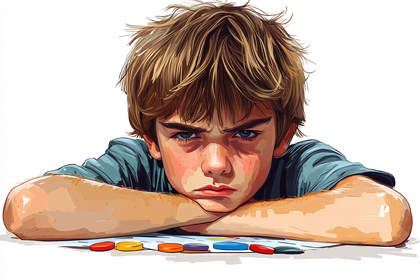 Grumpy Boy with Game Chips