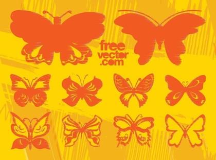 Grunge Butterflies Free Vector