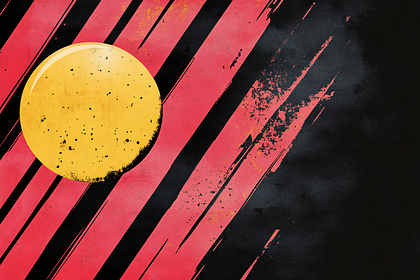 Grunge Yellow Circle On Diagonal Stripes