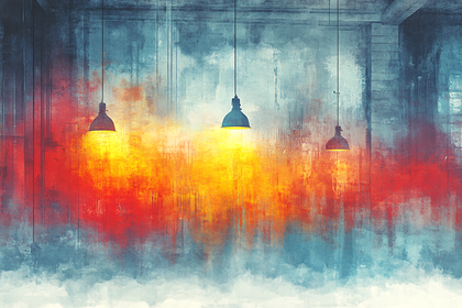 Grungy Interior With Hanging Lamps
